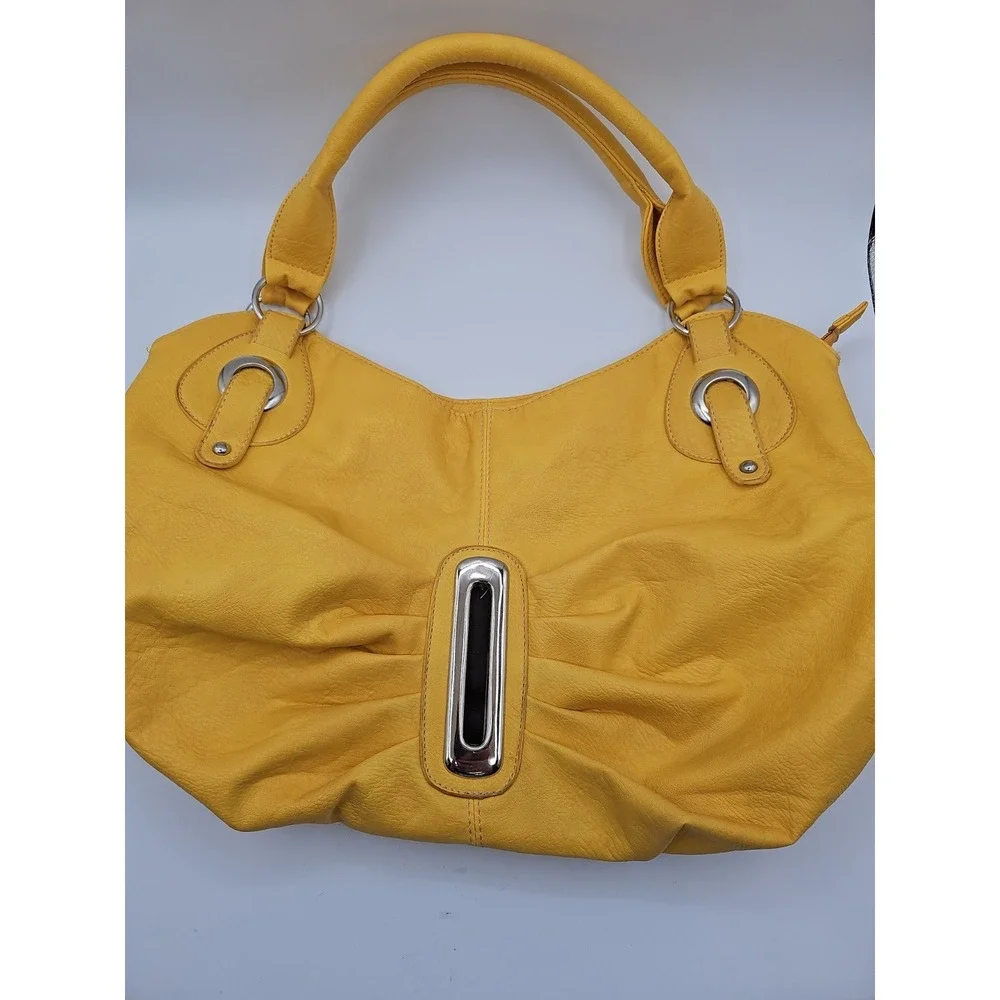 Dandelion Yellow Hobo Shoulder Bag Large Slouch Purse Silver Tone Hardware